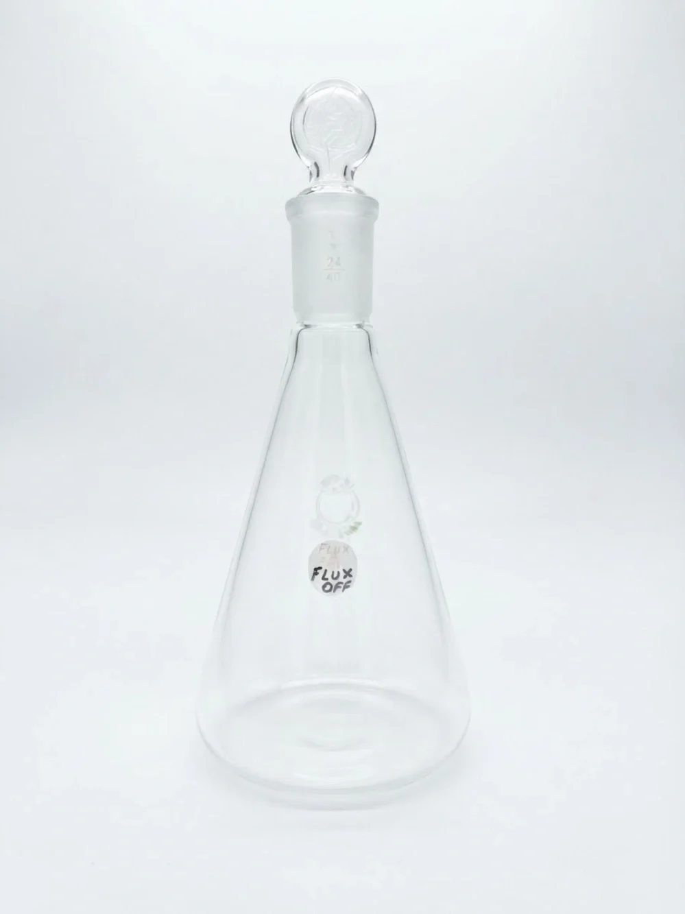 Vintage Pyrex 600mL Erlenmeyer Flask & Stopper Apothecary Bar Cart Industrial